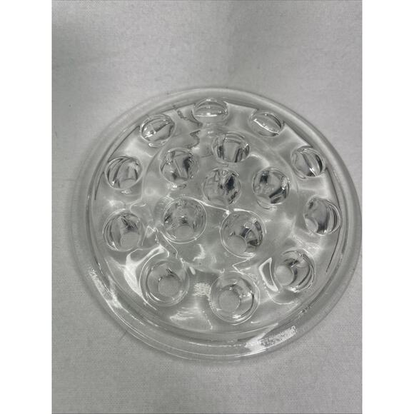 Vintage Flower Frog Clear Glass 16 Hole Floral Stem Holder - Picture 1 of 5